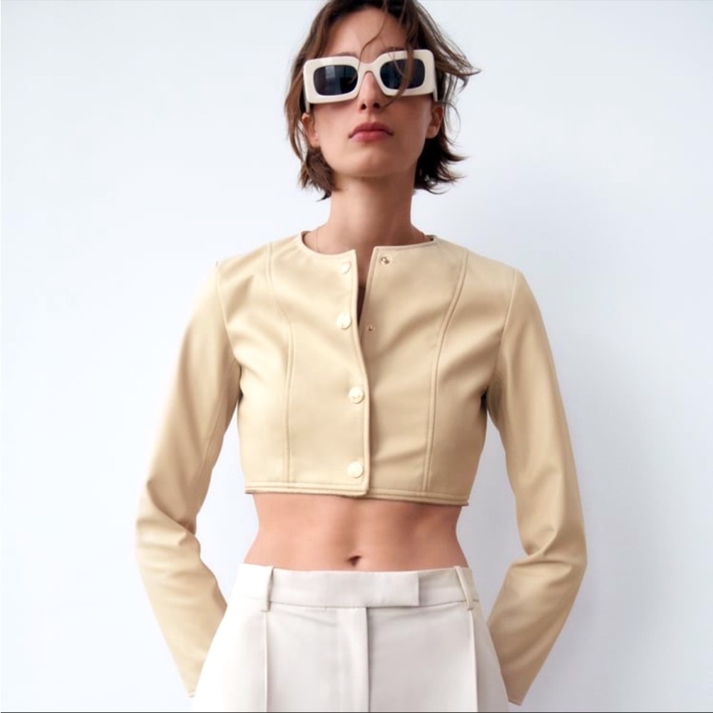 NWT Zara Faux Leather Zippered Jacket
